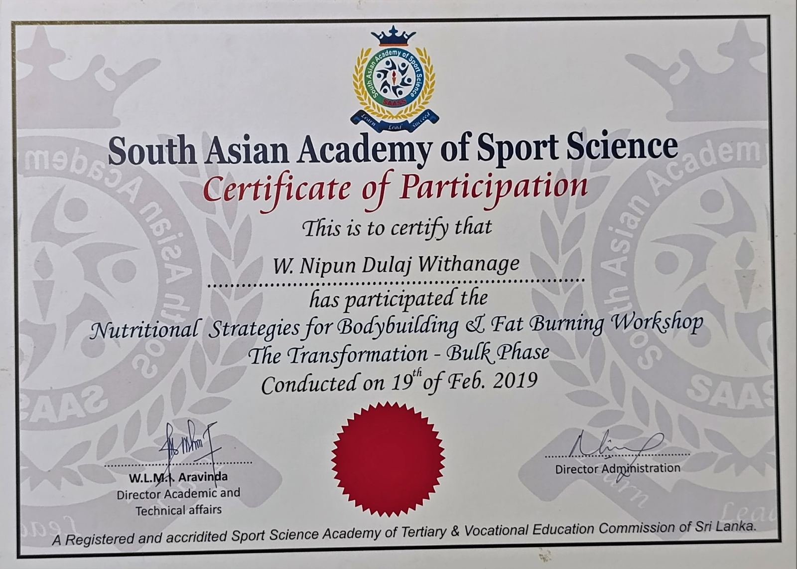 Fitness Lovers LK Certificate 11