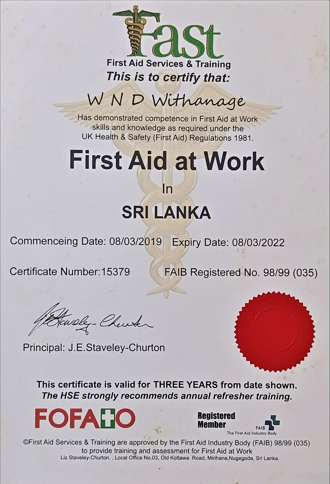 Fitness Lovers LK Certificate 6