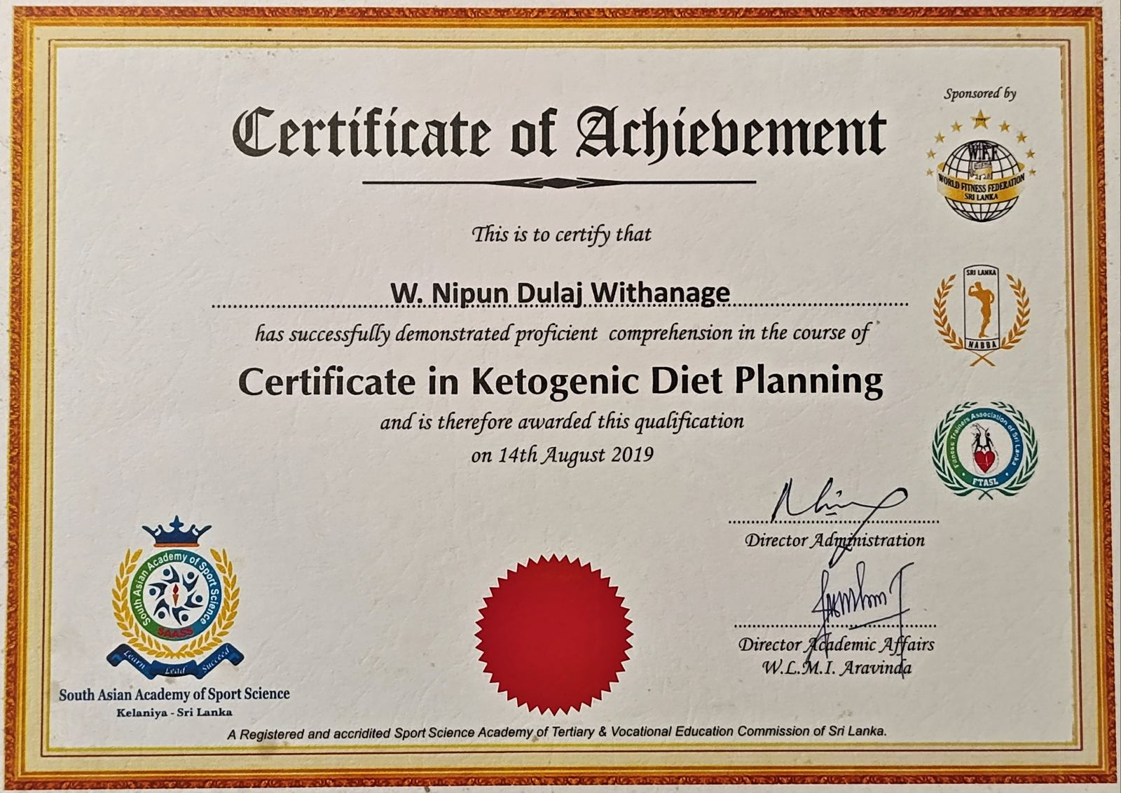 Fitness Lovers LK Certificate 7
