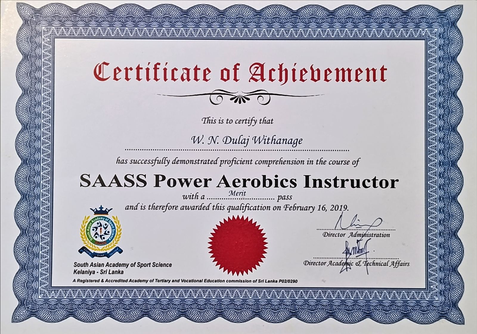 Fitness Lovers LK Certificate 8